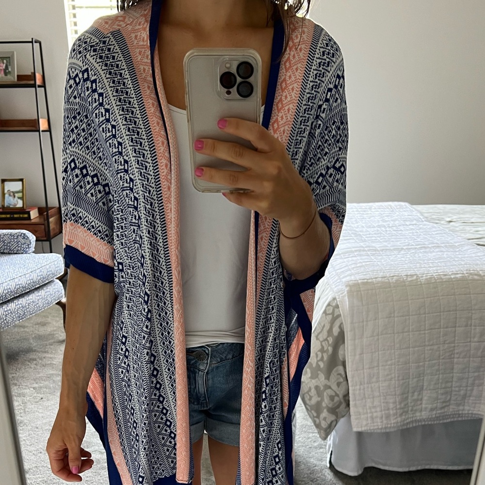 Skies Are Blue Pink and Blue Summer Sweater Wrap Small/Medium